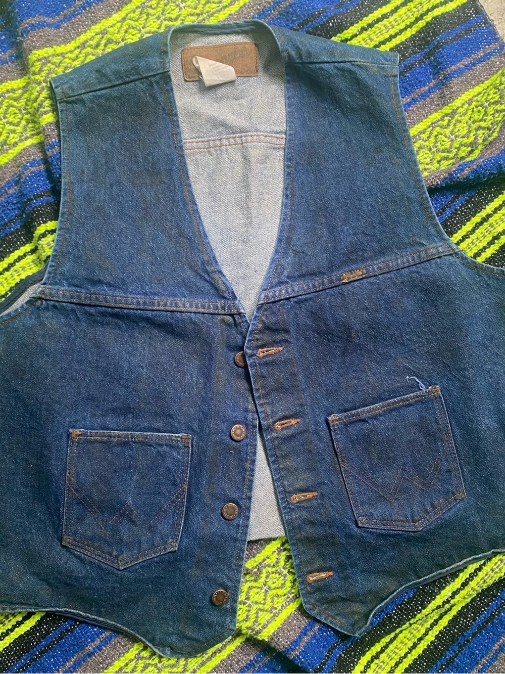 Wrangler Dark Blue Denim Button Vest